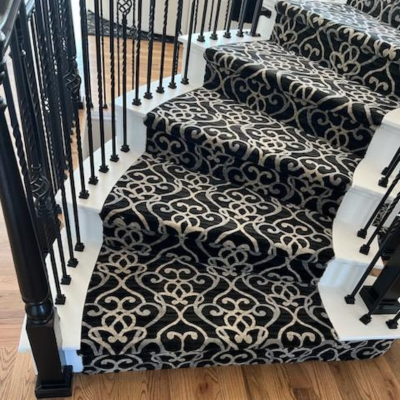 black and white stair runner